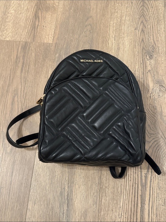 Michael Kors Black Quilted Mini Backpack with Gold Accents